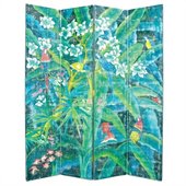 Wayborn Hand Painted 4 Panel Parrot Room Divider