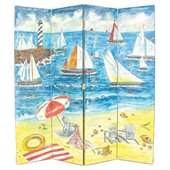 Wayborn Hand Painted 4 Panel Sailboat Room Divider