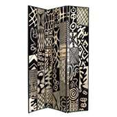 Wayborn African Motif Room Divider in Black/Silver