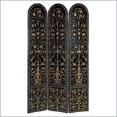 Wayborn 3 Panel Bohemian Room Divider in Black/Gold