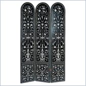 Wayborn 3 Panel Bohemian Room Divider in Black/Silver