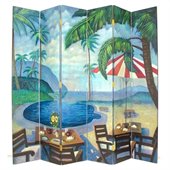 Wayborn Hand Painted 6 Panel Palm Beach Room Divider