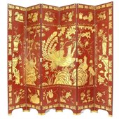 Wayborn Phoenix Room Divider in Red/Gold
