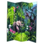 Wayborn Hand Painted Elephant In Jungle Room Divider