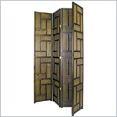 Wayborn Raffia Grass on Basswood Java Room Divider in Moth Green