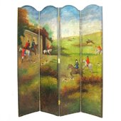 Wayborn Hand Painted Hunting Game Scene Room Divider