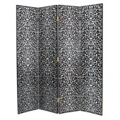Wayborn Hand Painted Yuenchai Room Divider in Black/Silver