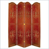 Wayborn Basswood Nailhead On Leather Room Divider in Red/Brown