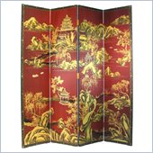 Wayborn Hand Painted Red Chinese Room Divider