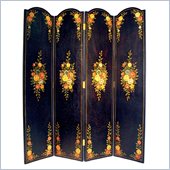 Wayborn Hand Painted Black Floral Room Divider
