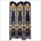 Wayborn Hand Painted Scroll Room Divider In Gold in Black/Gold
