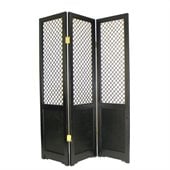 Wayborn Raffia Grass on Basswood Borneo Room Divider in Black