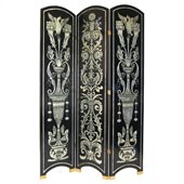 Wayborn Classic Floral Room Divider in Black/Silver