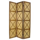 Wayborn Raffia Grass on Basswood South Sea Room Divider in Honey Brown