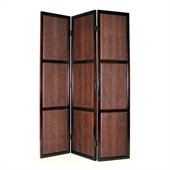 Wayborn 3 Panel Leather Room Divider in Dark Brown