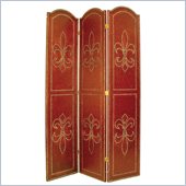 Wayborn Nailhead On Leather Room Divider in Red/Brown