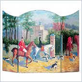 Wayborn Hand Painted Hunting Scene Fireplace Screen