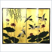 Wayborn Crane and Lotus Wall Room Divider