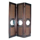 Wayborn Faux Leather w/Mirror Poker Room Divider in Brown