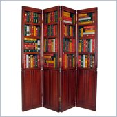 Wayborn 4 Panel Book Room Divider in Wood Tone