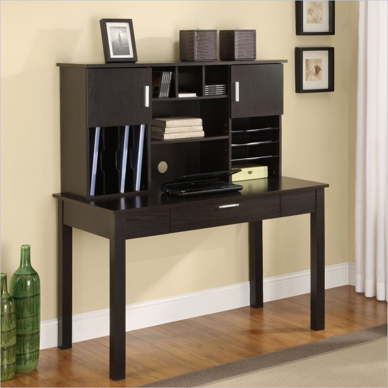 Altra Furniture Writing Desk with Hutch in Espresso