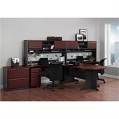Altra Furniture Pursuit 9 Piece Office Set in Cherry and Gray