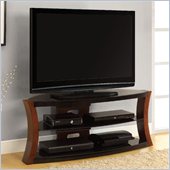 Altra Furniture Bentwood and Glass TV Stand in Cherry/Black