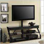 Altra Furniture Metal and Glass TV Stand with Mount in Black Finish