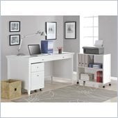 Altra Furniture Amelia Desk with Mobile Storage Cube and File in White Finish