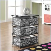 Altra Furniture 3-Bin Storage End Table in Black and Zebra Print