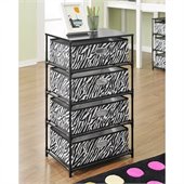 Altra Furniture 4-Bin Storage End Table in Black and Zebra Print