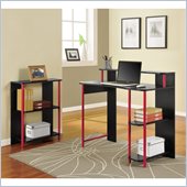 Altra Furniture Computer Desk and Bookcase Set in Black and Red Finish