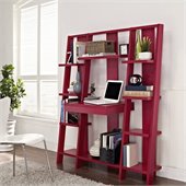 Altra Furniture Ladder Bookcase with Desk in Red Finish