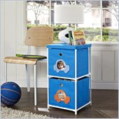 Altra Furniture Kids 2-Bin Storage Unit in Blue with Car Theme