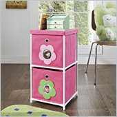 Altra Furniture Kids 2-Bin Storage Unit in Pink with Flower Theme