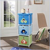 Altra Furniture Kids 3-Bin Storage Unit in Blue with Car Theme