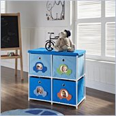 Altra Furniture Kids 4-Bin Storage Unit in Blue with Car Theme