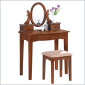 Poundex Bobkona Abana Vanity Set with Stool in Walnut