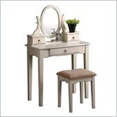 Poundex Bobkona Abana Vanity Set with Stool in Antique White