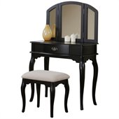 Poundex Bobkona Jaden Vanity Set with Stool in Black