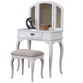 Poundex Bobkona Jaden Vanity Set with Stool in White
