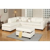 Poundex Bobkona Soft-Touch Bonded Leather 3-Piece Sectional in Cream