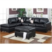 Poundex Bobkona Hampshire 3-Piece Sectional in Black