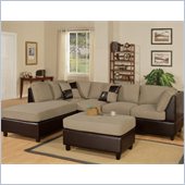 Poundex Bobkona Hungtinton Microfiber/Faux Leather 3-Piece Sectional in Pebble