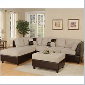 Poundex Bobkona Hungtinton Microfiber/Faux Leather 3-Piece Sectional in Mushroom