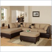 Poundex Bobkona Hungtinton Microfiber/Faux Leather 3-Piece Sectional in Hazelnut