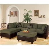 Poundex Bobkona Hungtinton Microfiber/Faux Leather 3-Piece Sectional in Sage