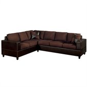 Poundex Bobkona Trenton 2-Piece Sectional with Accent Pillows in Chocolate