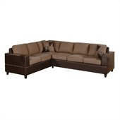 Poundex Bobkona Trenton 2-Piece Sectional with Accent Pillows in Saddle