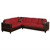 Poundex Bobkona Trenton 2-Piece Sectional with Accent Pillows in Red